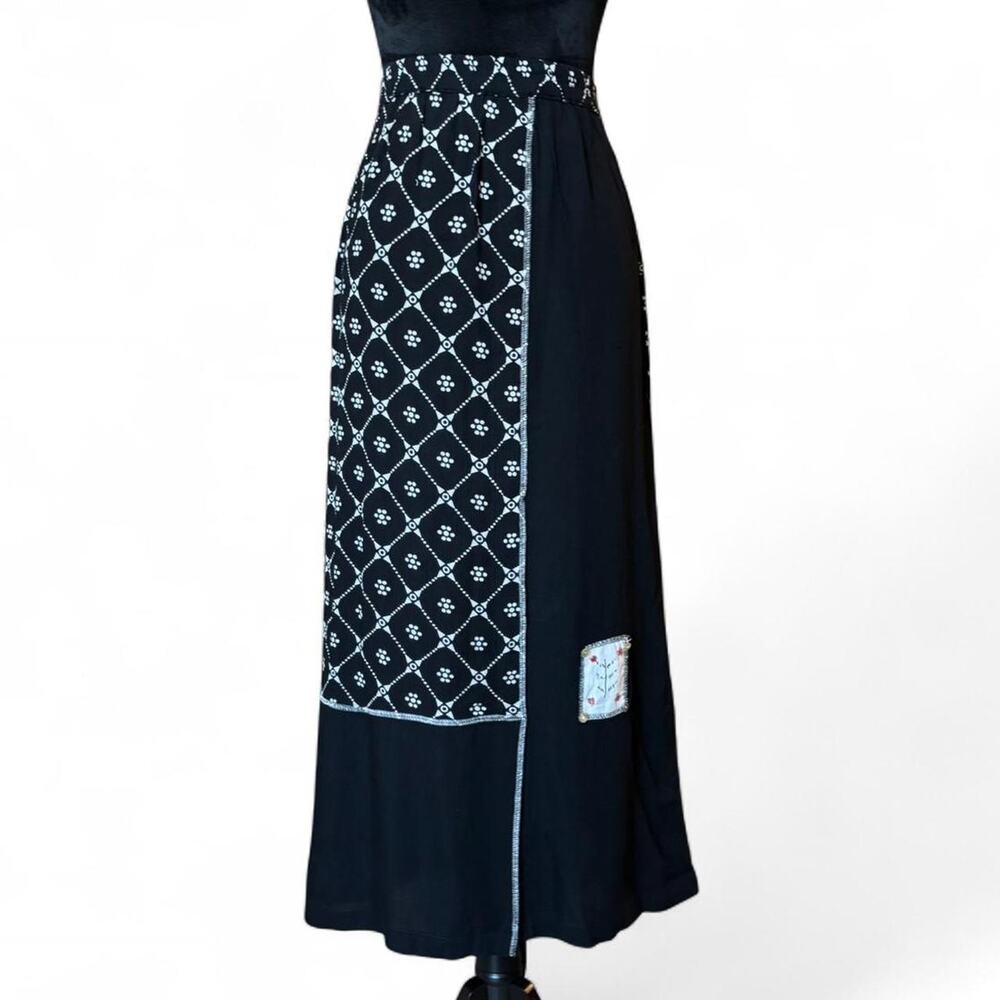 Draper’s & Damon’s Black Patchwork Boho Midi Skirt 3X
